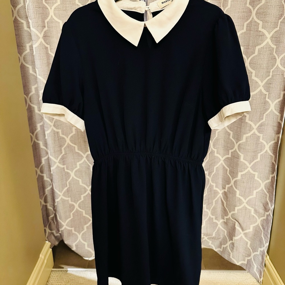 Monteau Navy Blue Mini Dress with White Peter Pan Collar